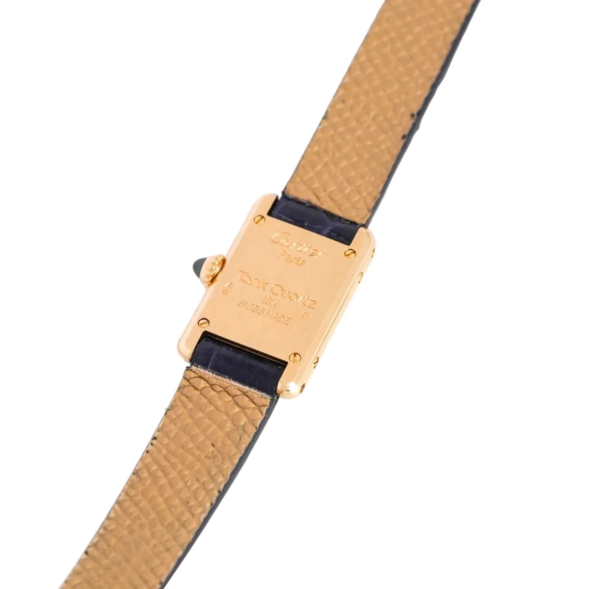 Montre CARTIER "Tank Louis Cartier Mini" en or jaune, acier et cuir - Castafiore