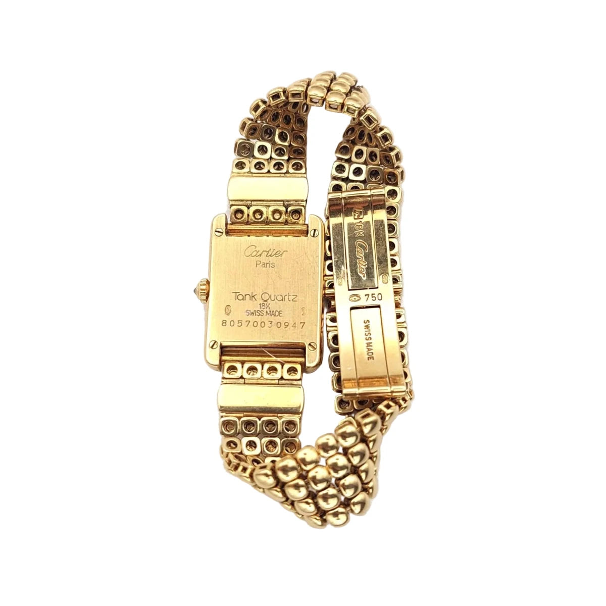 Montre CARTIER "Tank Louis Cartier Mini" en or jaune et diamants - Castafiore