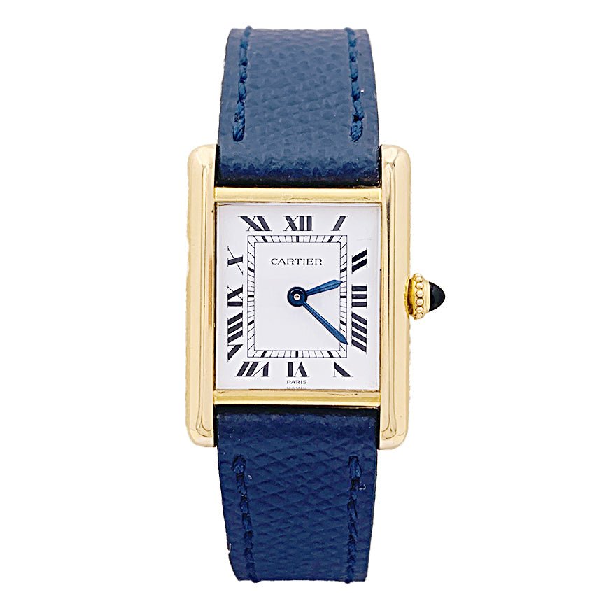 Montre CARTIER "Tank Louis Cartier", or jaune et cuir - Castafiore