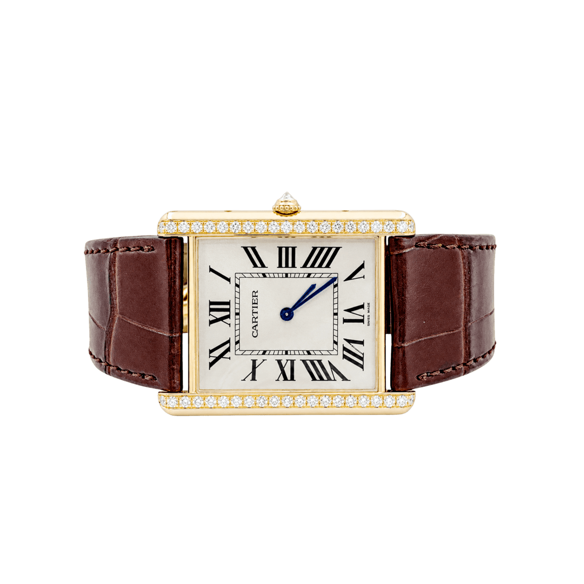 Montre CARTIER "Tank Louis Cartier" XL en or rose, acier et diamants - Castafiore