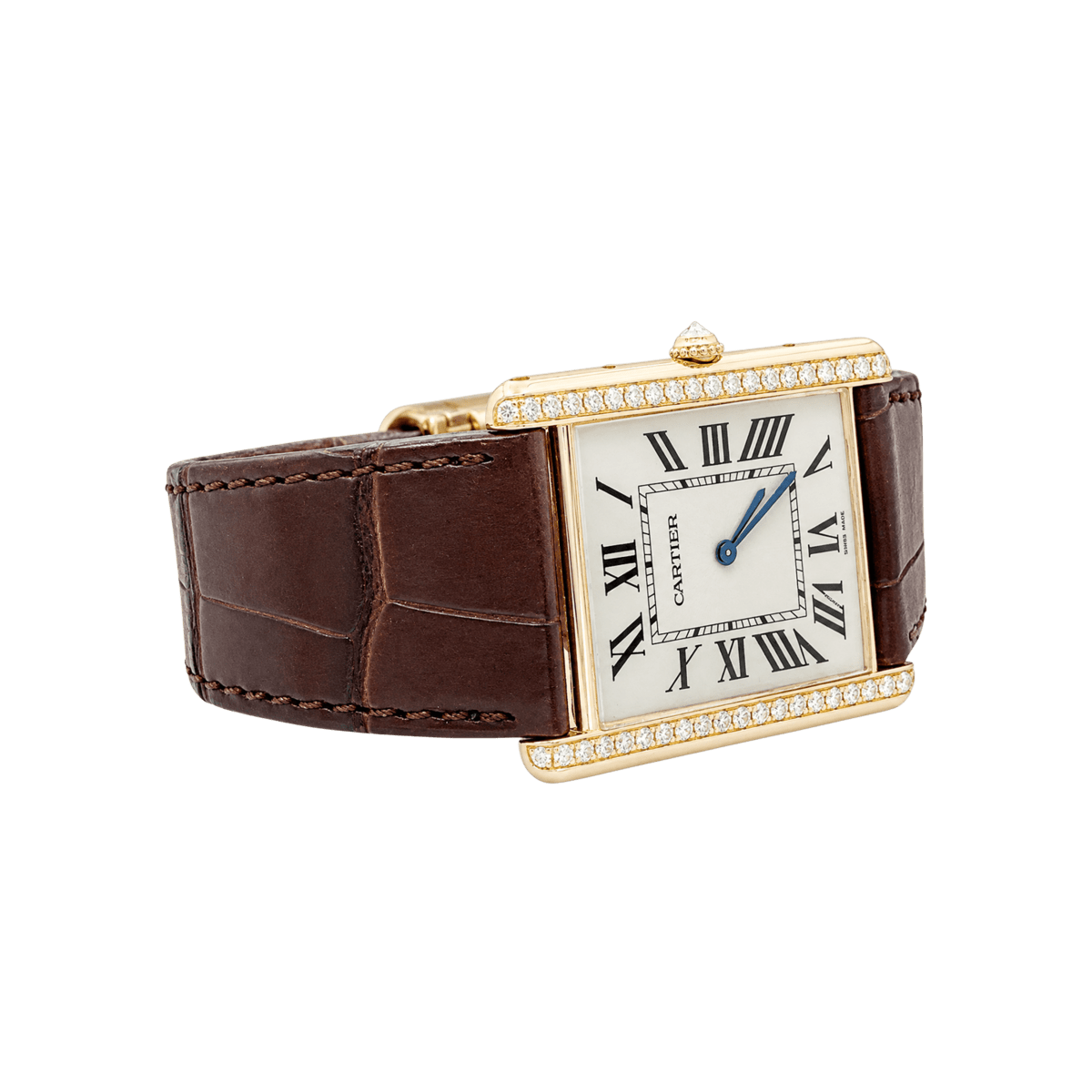 Montre CARTIER "Tank Louis Cartier" XL en or rose, acier et diamants - Castafiore