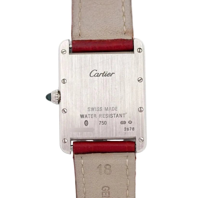 Montre CARTIER "Tank Louis" en or blanc et cuir - Castafiore