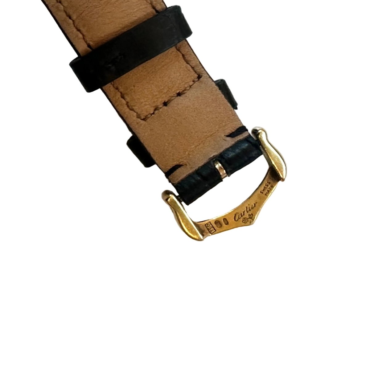 Montre CARTIER "Tank Louis" en or jaune, cuir et quartz - Castafiore