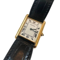 Montre CARTIER "Tank Louis" en or jaune, cuir et quartz - Castafiore