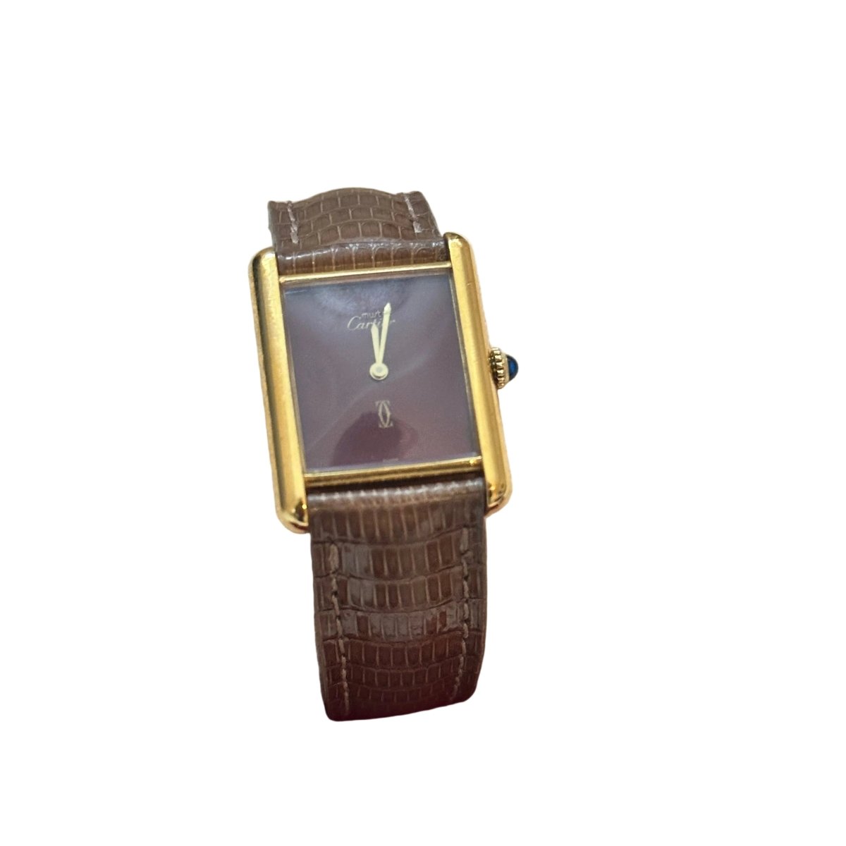 Watch CARTIER Tank Must Burgundy in ruddy and leather