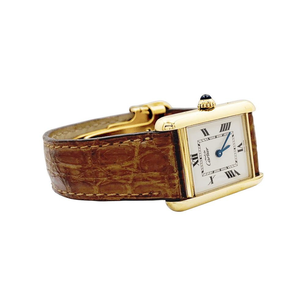 Montre CARTIER "Tank Must" en argent, acier et cuir - Castafiore