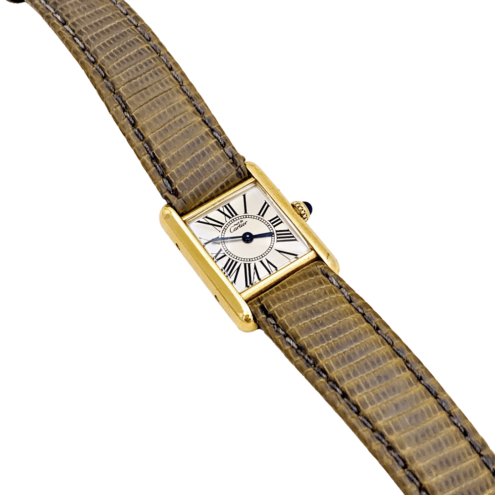 Montre CARTIER "Tank Must" en argent, acier et cuir - Castafiore