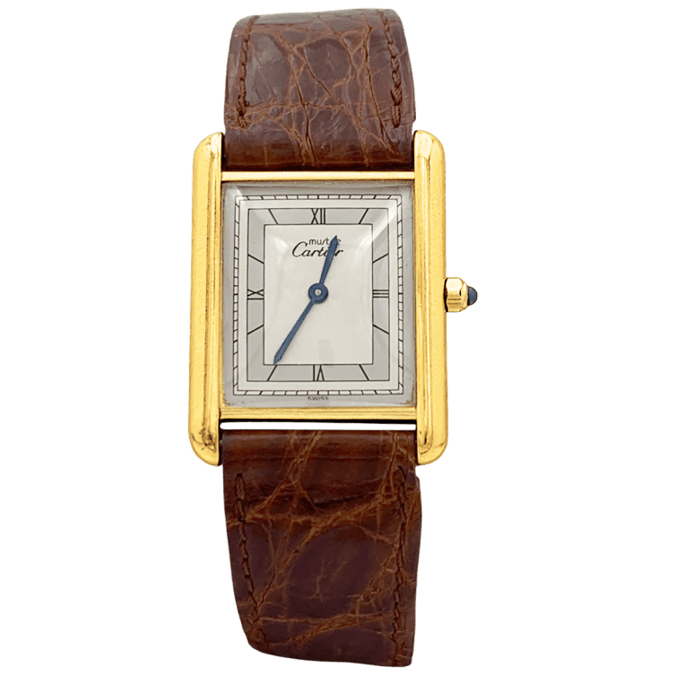 Watch Cartier, "Tank Must", silver gold-plated, leather.