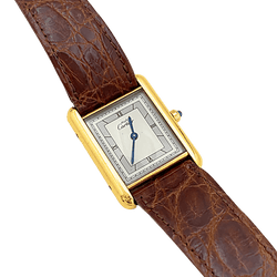 Watch Cartier, "Tank Must", silver gold-plated, leather.
