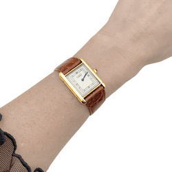 Watch Cartier, "Tank Must", silver gold-plated, leather.