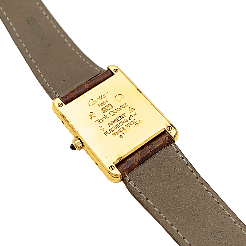 Watch Cartier, "Tank Must", silver gold-plated, leather.