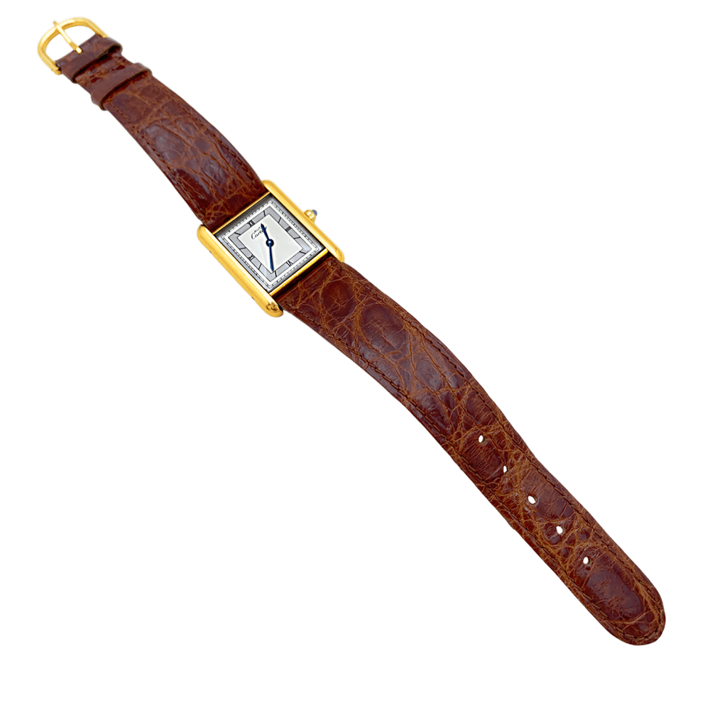 Watch Cartier, "Tank Must", silver gold-plated, leather.