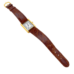Watch Cartier, "Tank Must", silver gold-plated, leather.