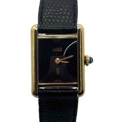 Montre CARTIER "Tank Must" en argent, vermeil, acier, cuir et quartz - Castafiore