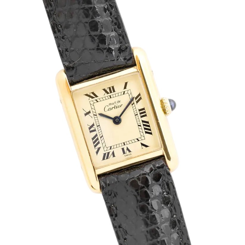 Montre CARTIER "Tank Must" PM en vermeil et cuir - Castafiore