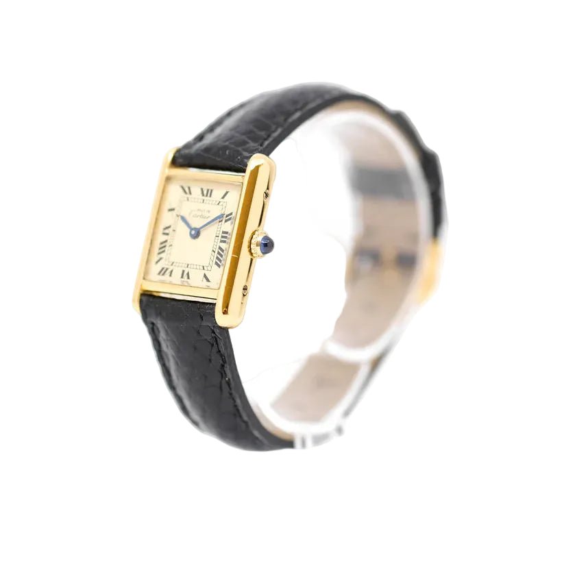 Montre CARTIER "Tank Must" PM en vermeil et cuir - Castafiore
