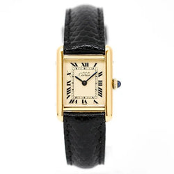 Montre CARTIER "Tank Must" PM en vermeil et cuir - Castafiore