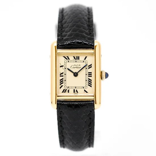 Montre CARTIER "Tank Must" PM en vermeil et cuir - Castafiore