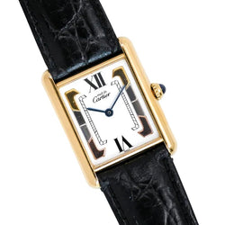 Montre CARTIER "Tank Must Trinity" en vermeil et cuir - Castafiore