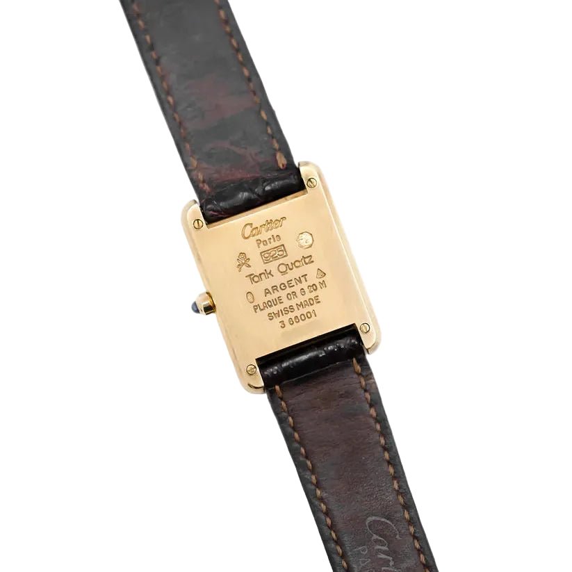 Montre CARTIER "Tank Must Trinity" Médium en or blanc, or jaune, or rose, vermeil et cuir - Castafiore