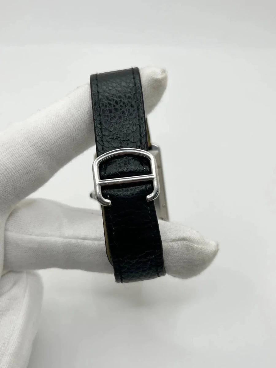 Montre CARTIER "Tank Solo XL" en acier et cuir - Castafiore