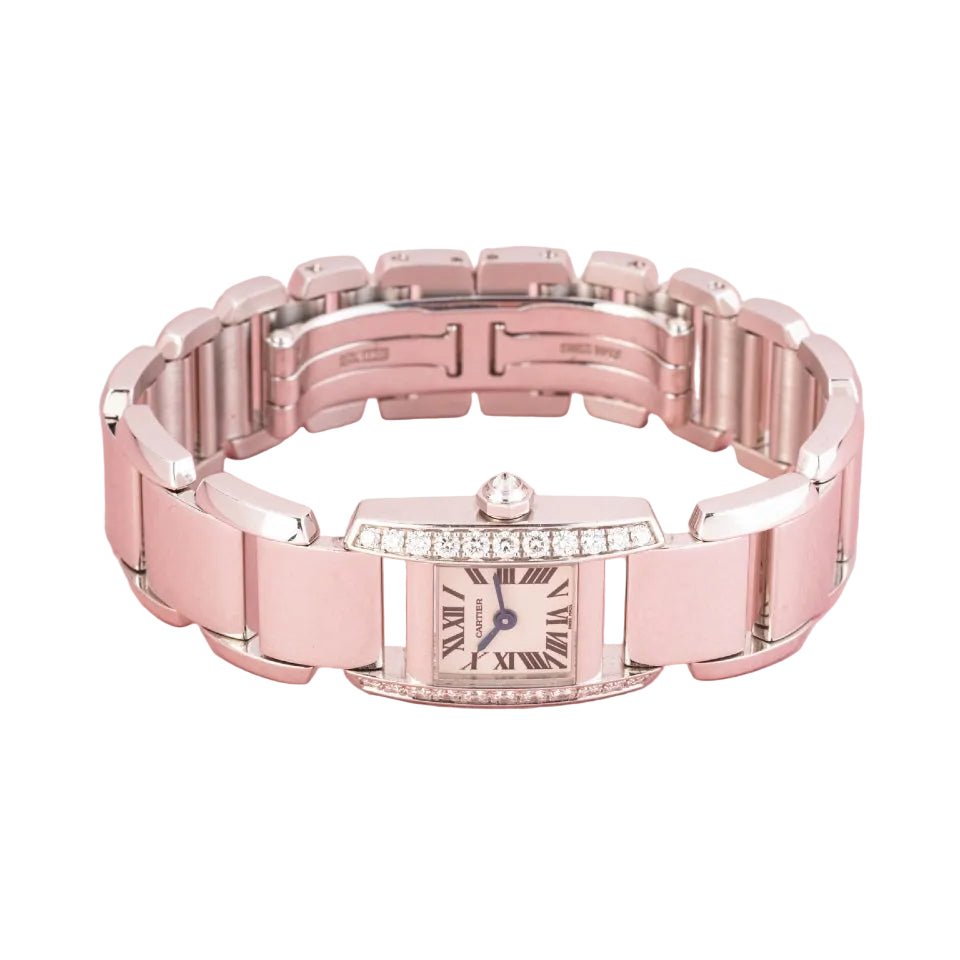 Montre CARTIER "Tankissime" PM en or blanc, acier et diamants - Castafiore