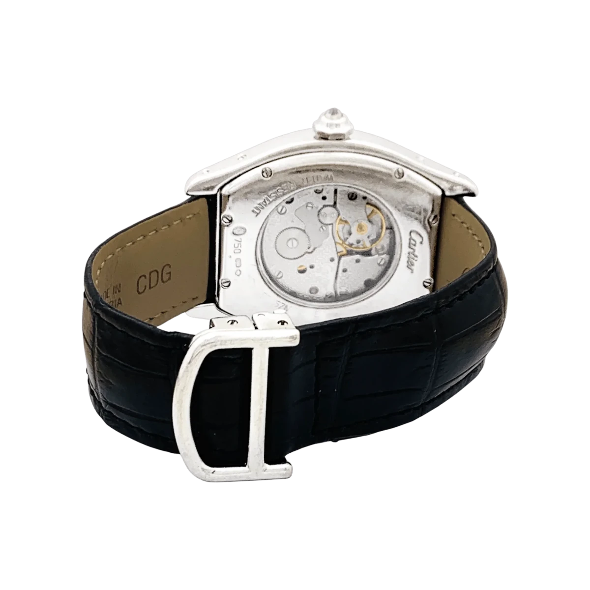 Montre CARTIER "Tortue" en or blanc et diamants - Castafiore