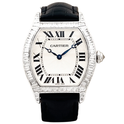 Montre CARTIER "Tortue" en or blanc et diamants - Castafiore