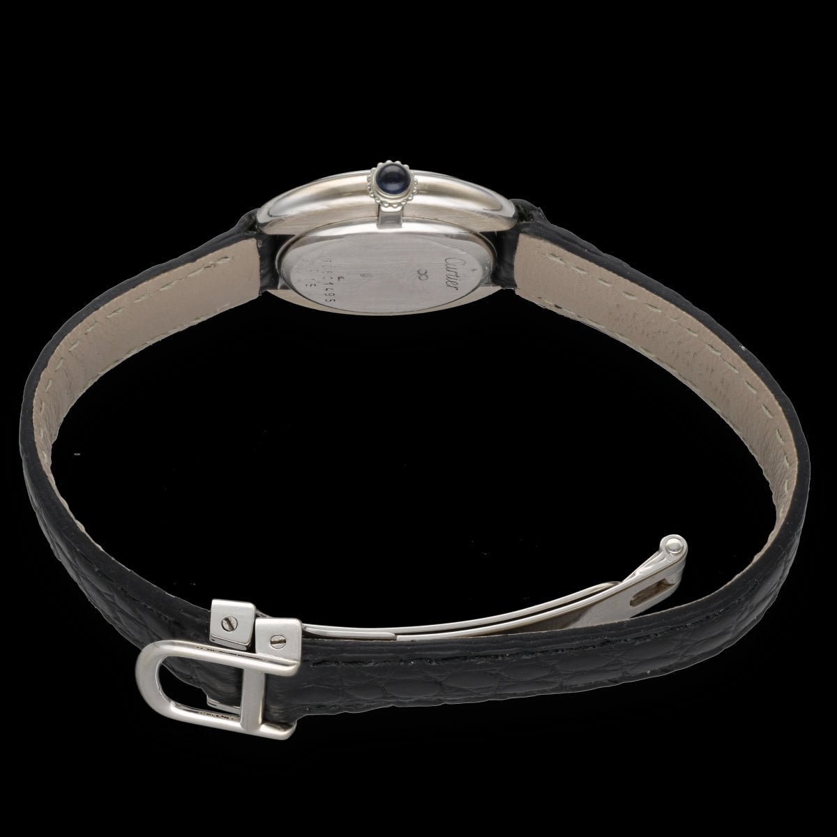 Montre CARTIER "Vendôme Ellipse" en or gris et cuir - Castafiore