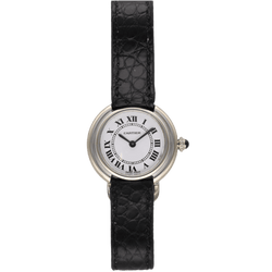Montre CARTIER "Vendôme Ellipse" en or gris et cuir - Castafiore