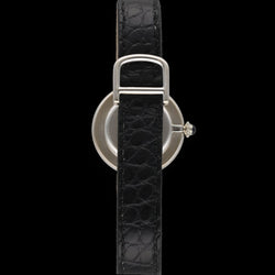 Montre CARTIER "Vendôme Ellipse" en or gris et cuir - Castafiore