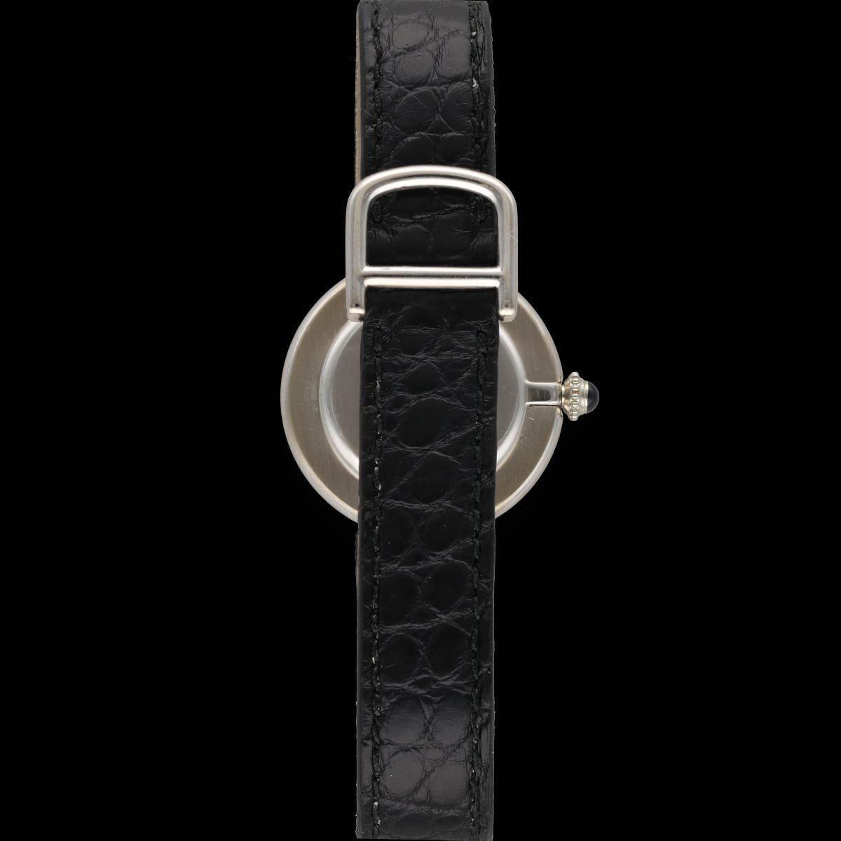 Montre CARTIER "Vendôme Ellipse" en or gris et cuir - Castafiore