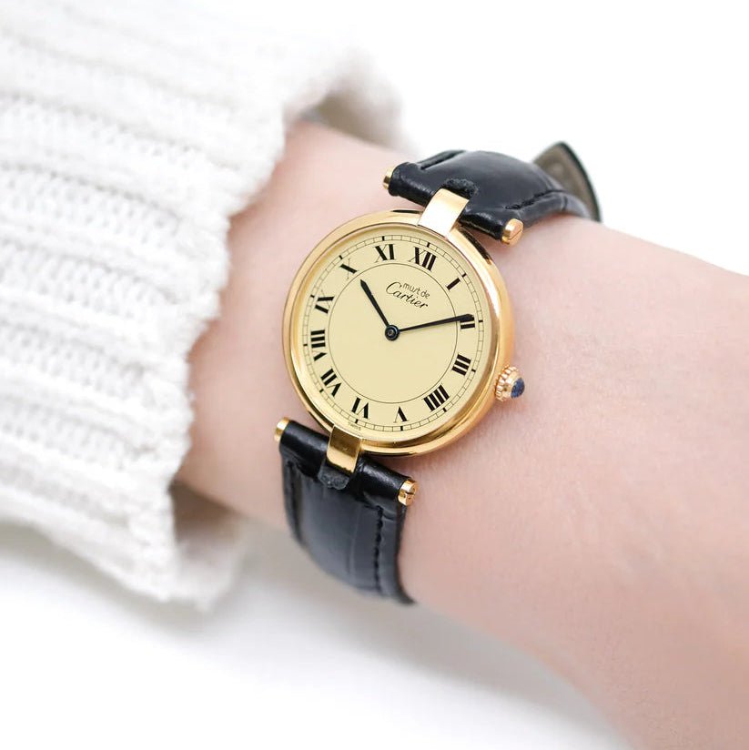 Montre CARTIER "Vendôme" en vermeil et cuir - Castafiore