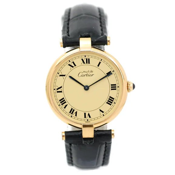 Montre CARTIER "Vendôme" en vermeil et cuir - Castafiore