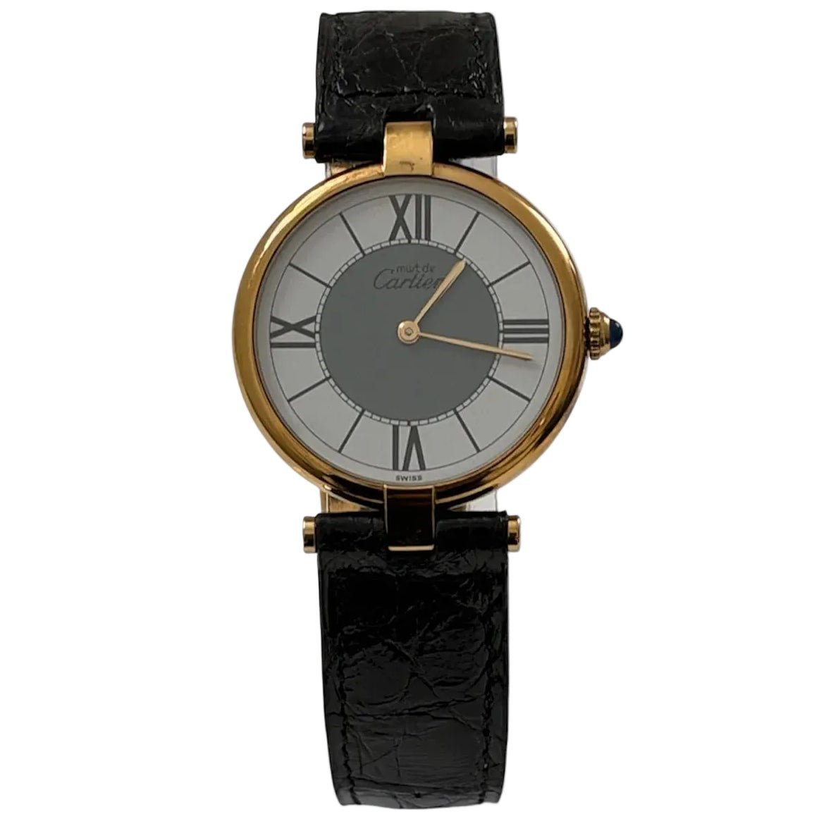 Montre CARTIER "Vendôme GM" en vermeil et cuir - Castafiore