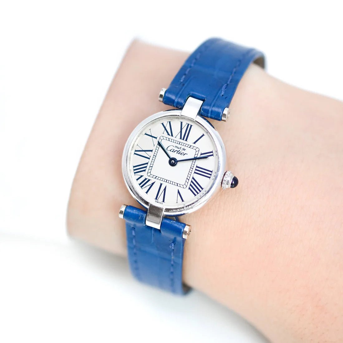 Montre CARTIER "Vendôme Must" en argent, acier et cuir - Castafiore