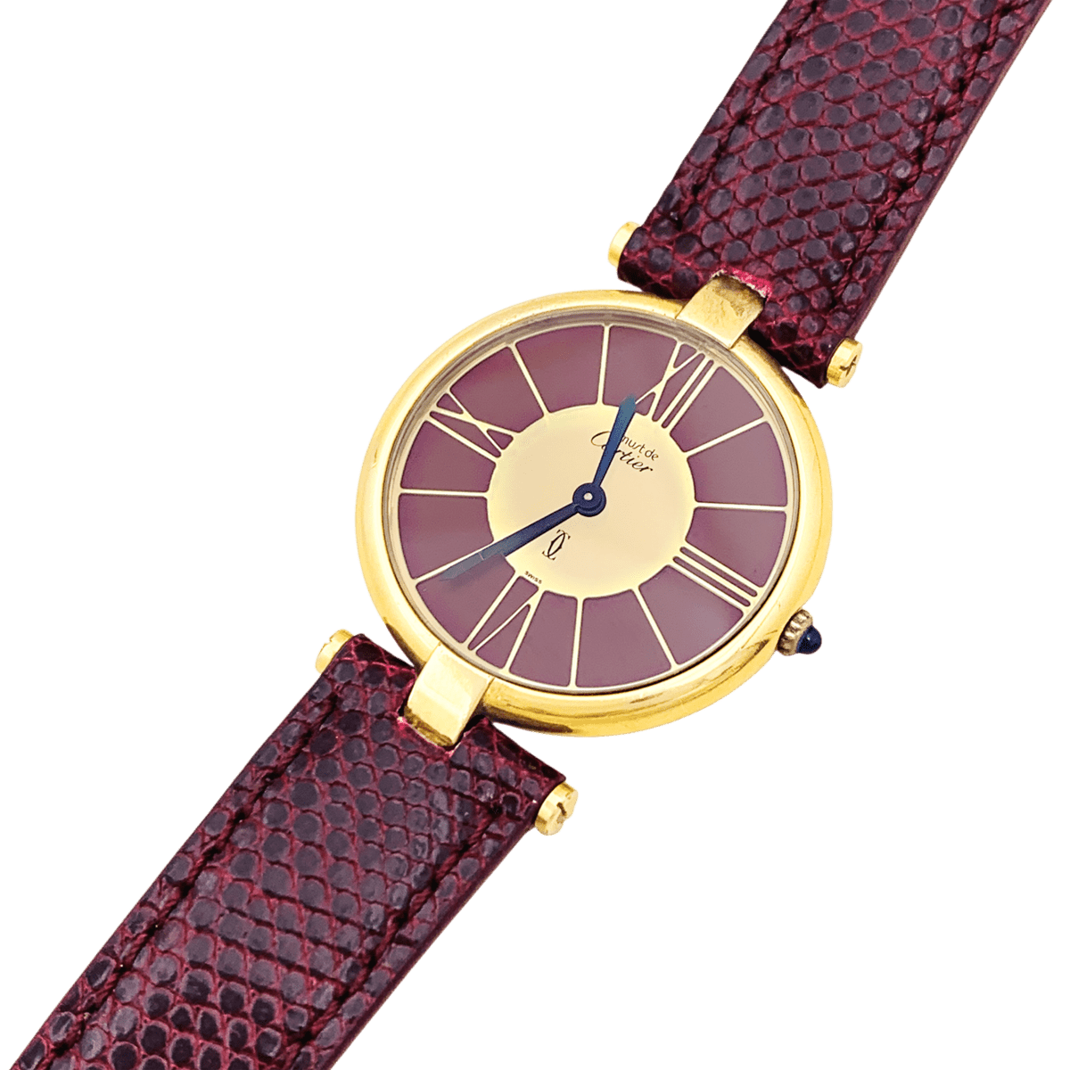 Montre CARTIER "Vendôme Must" en or jaune, argent et cuir - Castafiore