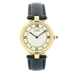 Montre CARTIER "Vendôme Must" en plaqué or, acier et cuir - Castafiore