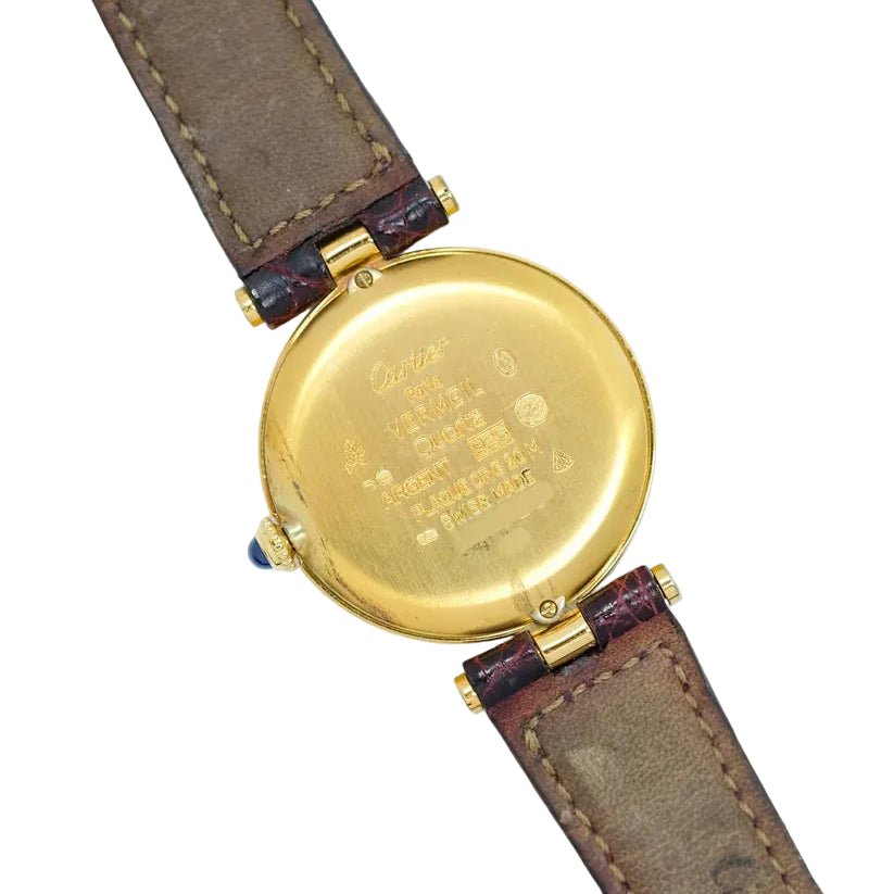 Montre CARTIER "Vendôme Must Trinity" en or blanc, or jaune, or rose et cuir - Castafiore