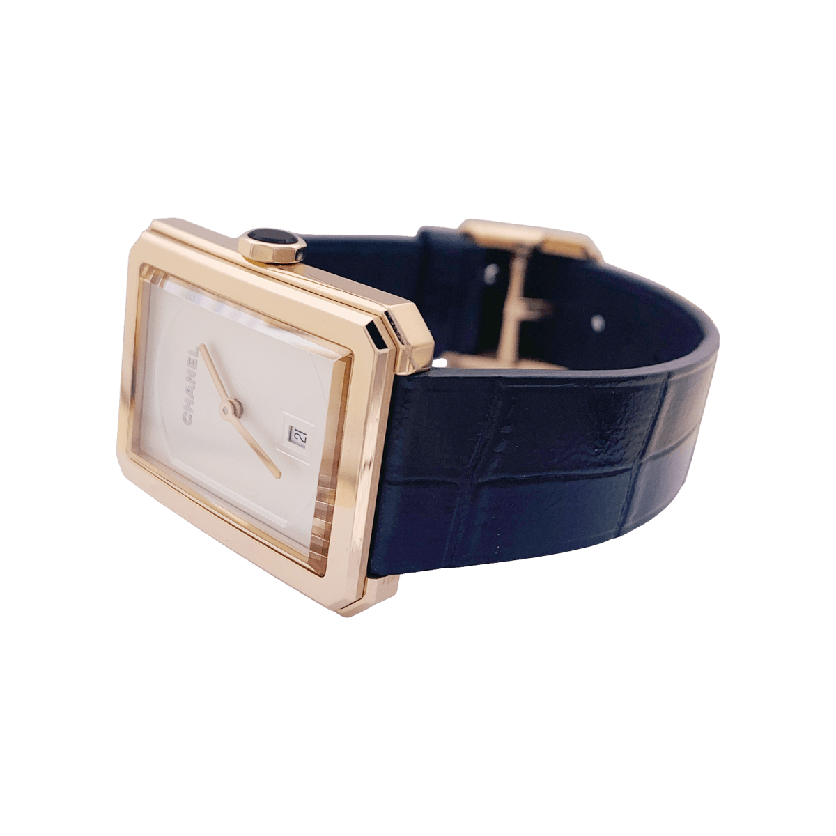 Montre CHANEL "Boy - Friend" en or beige et onyx - Castafiore