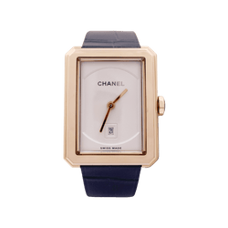 Montre CHANEL "Boy - Friend" en or beige et onyx - Castafiore