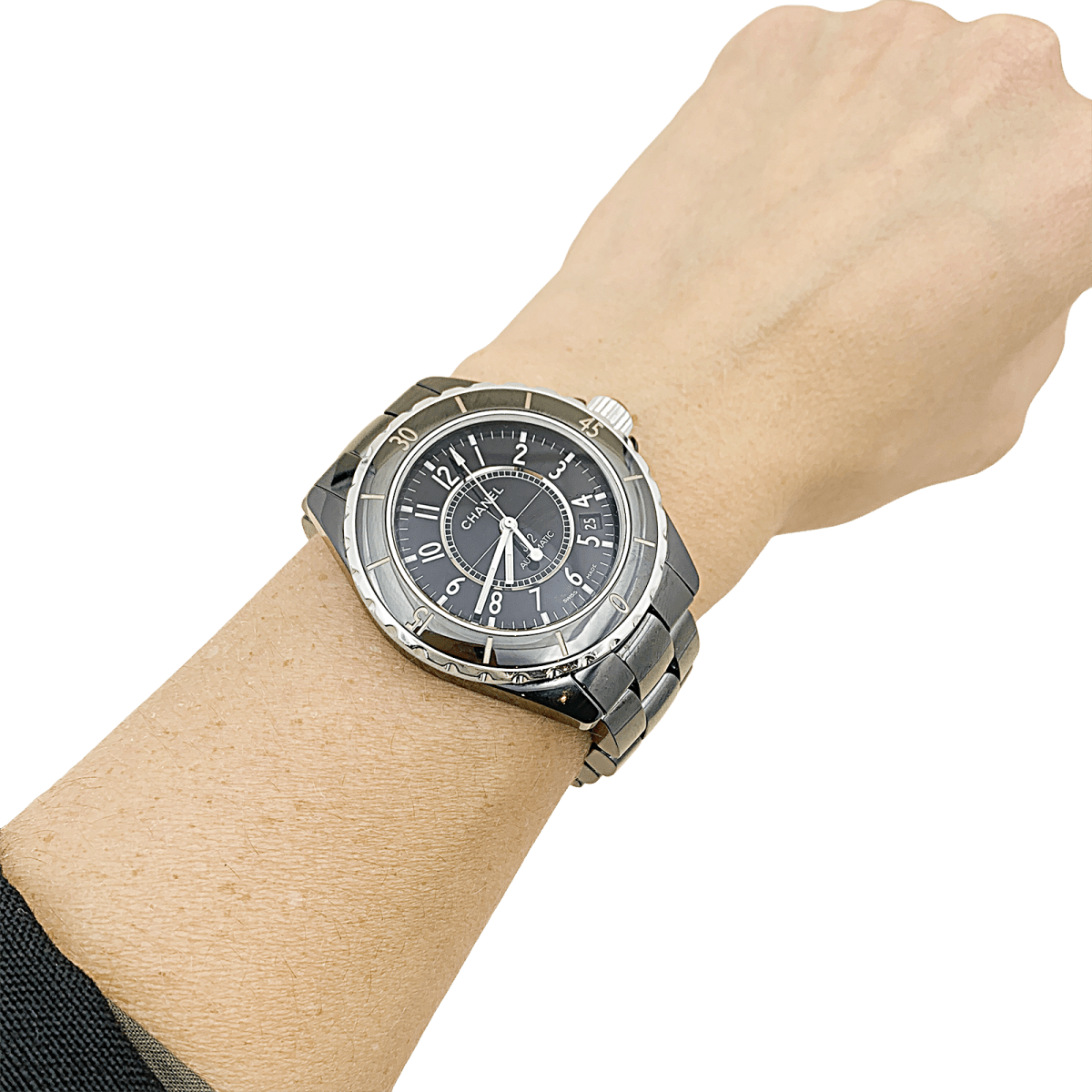 Montre Chanel, "J12", céramique noire, acier. - Castafiore