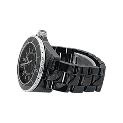 Montre Chanel, "J12", céramique noire, acier. - Castafiore