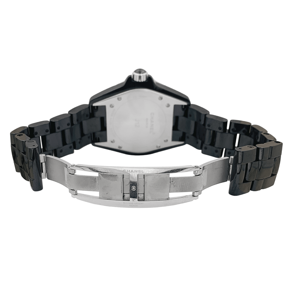 Montre Chanel, "J12", céramique noire, acier. - Castafiore