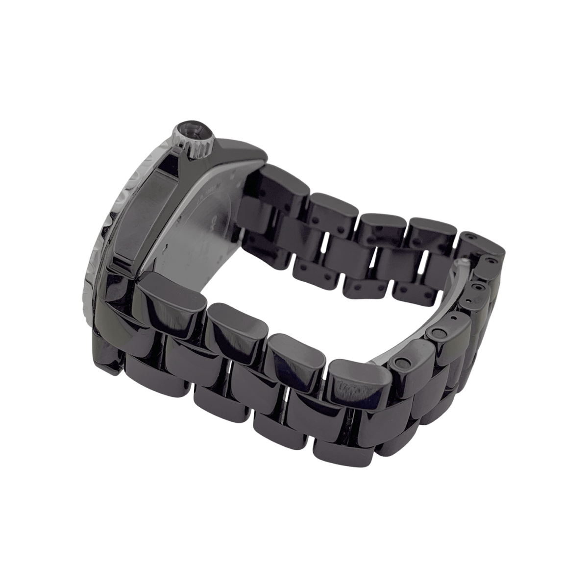 Montre Chanel, "J12", céramique noire, rubis, acier. - Castafiore