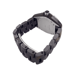 Montre Chanel, "J12", céramique noire, rubis, acier. - Castafiore