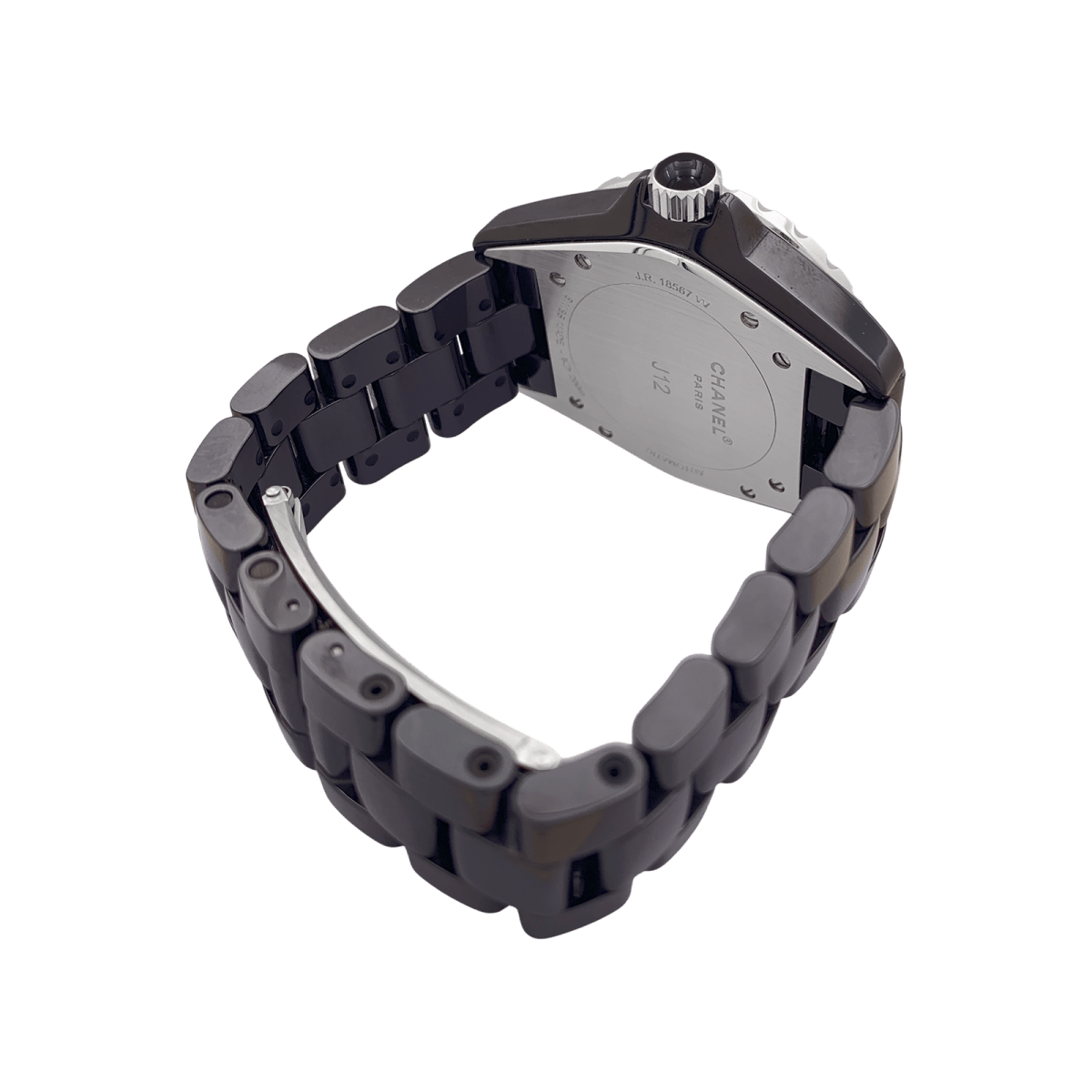 Montre Chanel, "J12", céramique noire, rubis, acier. - Castafiore