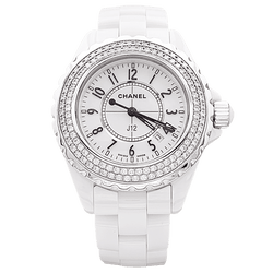 Watch Chanel, "J12", ceramic white and diamonds.