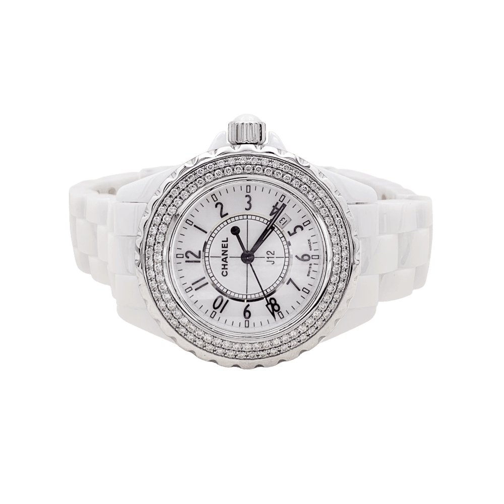 Watch Chanel, "J12", ceramic white and diamonds.