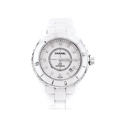 Watch Chanel, "J12", ceramic white, diamonds.